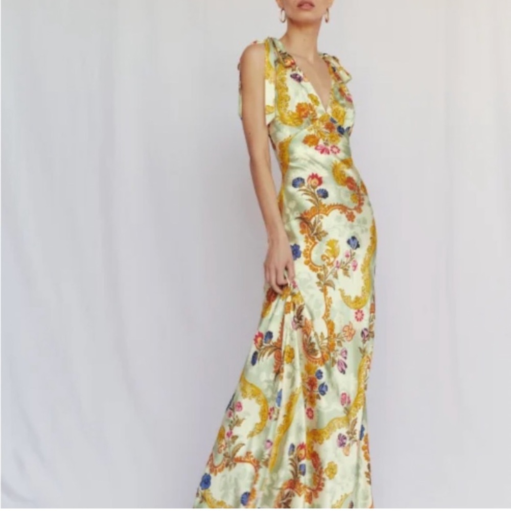 Reformation Plunge Neck Sleeveless Gown